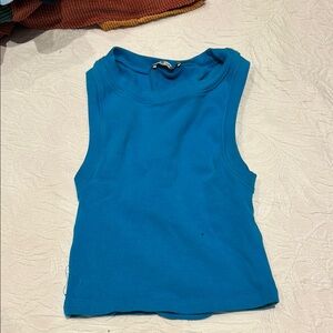 Zara Blue Sleeveless Crop Tank Top